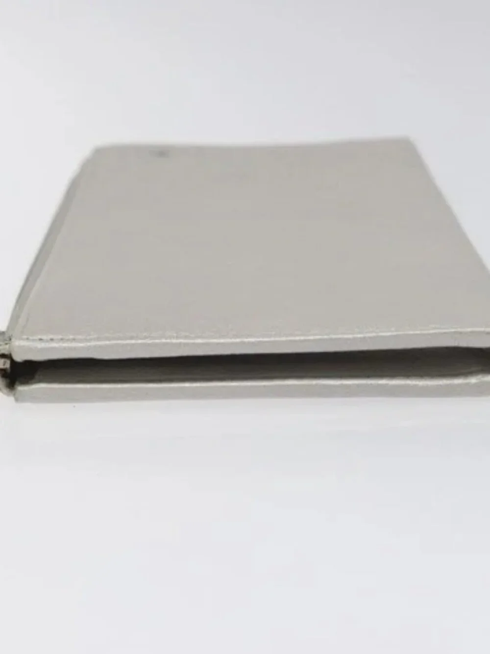 CHANEL Camelia Long Wallet Leather Silver CC Auth am7960